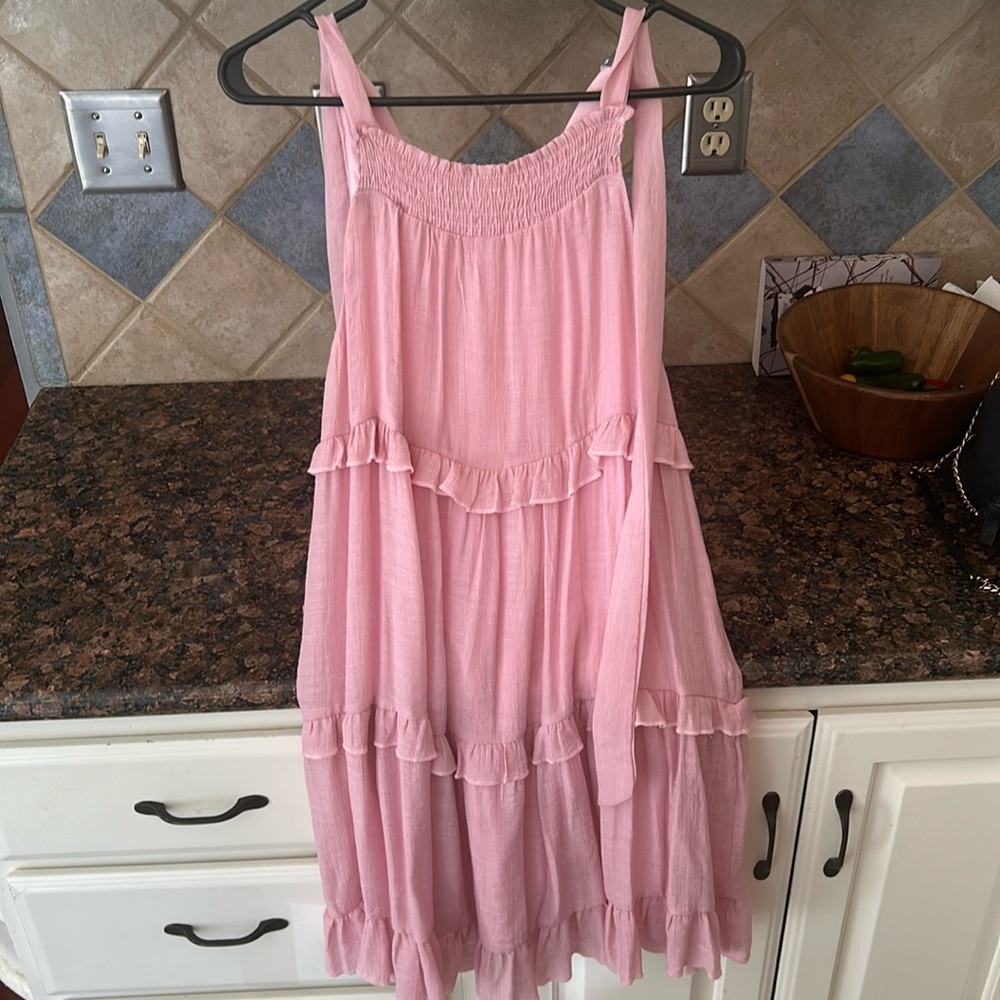 Pink ruffly sundress - never worn